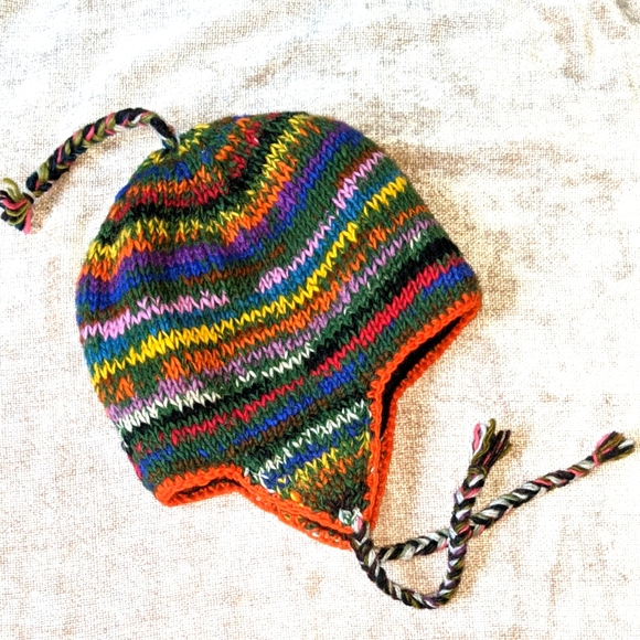 Nepal Hand Knit Other - SOLD Hand knit ski and skateboard Sherpa cap